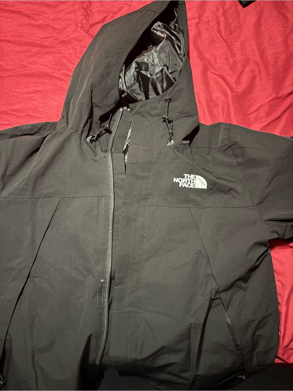 Men's Black Hooded Rain Jacket Full Zip Windbreaker